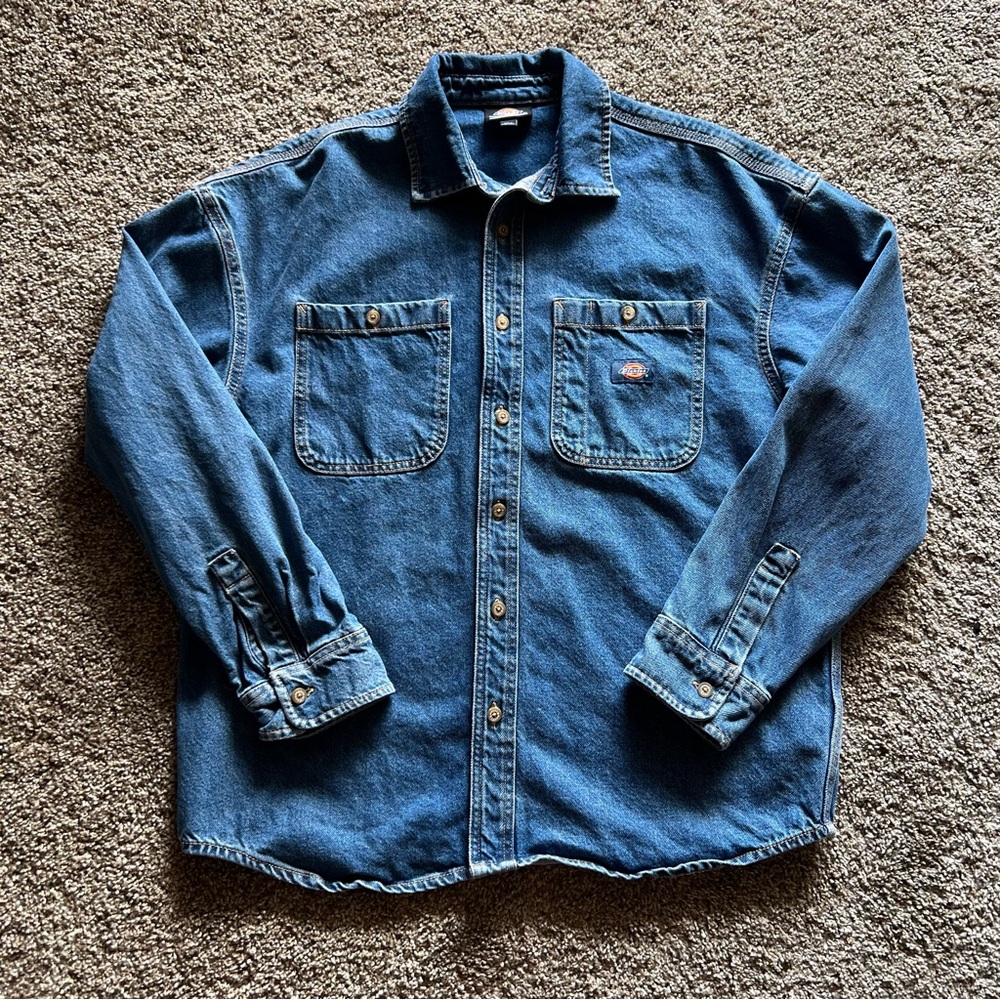 Dickies Blue Denim Work Shirt - Button Front